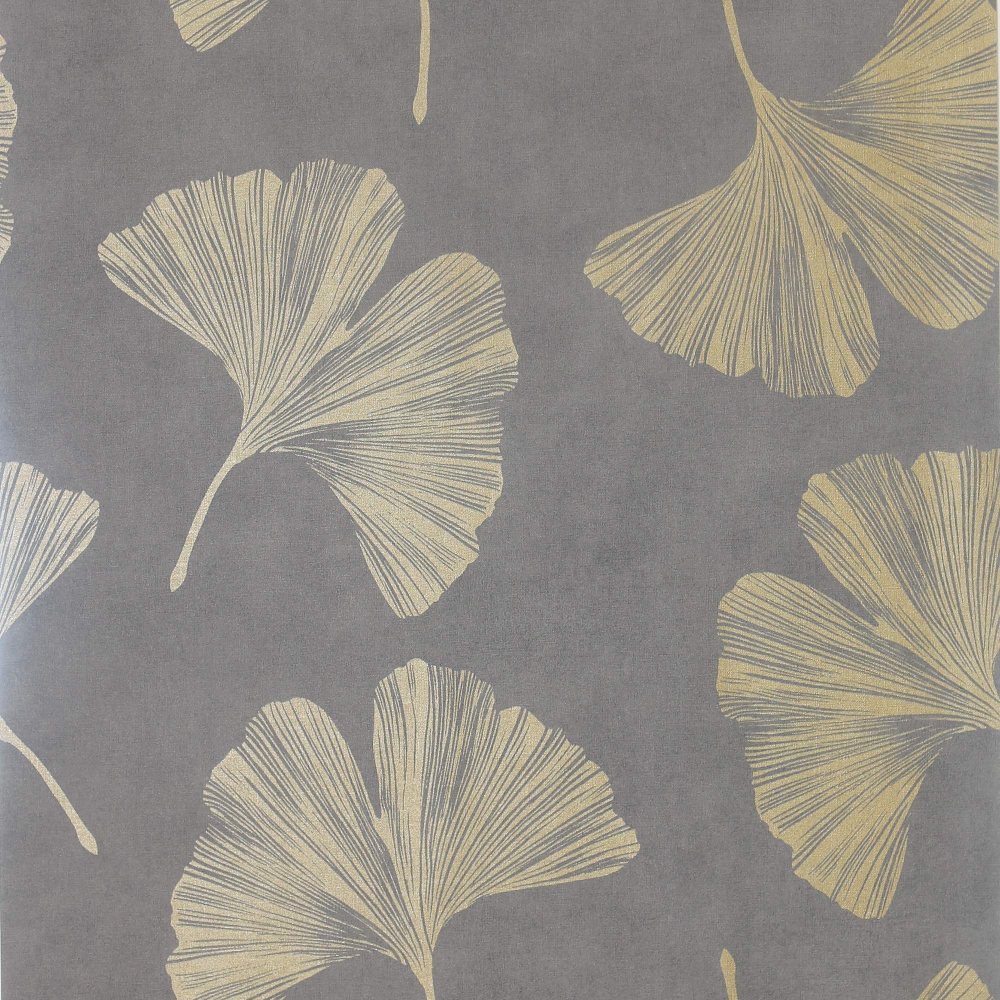 Arthouse Ginkgo Leaf Mocha Brown Wallpaper-Tough Vinyl for Any Room-Metallic Gold Effect-Textured Motif-Matt Background-Paste The Wall Easy Application-Add Glamour-Eye-Catching-297301, One Size