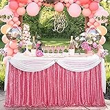 Blush Pink Table Skirts for rectangle 9ft Sequin