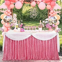 Blush Pink Sequin Table Skirts for rectangle tables