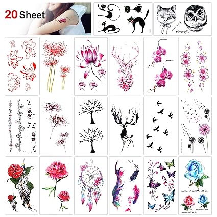 Konsait Tatuajes Temporales Para Adultos Mujer Ninos 20 Hojas