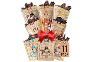 Righteous Felon Beef Jerky & Meat Sticks Variety Pack | Gluten Free Beef Jerky Snack Packs for Adults | High Protein, Keto, Low Sugar | Made with Premium Meats | Gifts for Men | 11 Pack Sampler