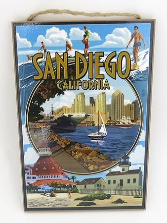 Amazon サンディエゴ カリフォルニア お土産 壁の装飾 木製プラーク アメリカ製で サイズ10 X 7 Shopitivity Llc スポーツファングッズ