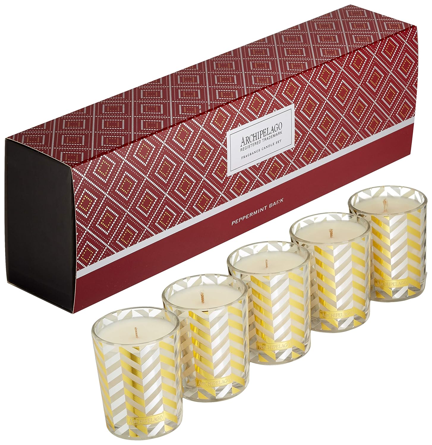 Archipelago Peppermint Bark 5 pc Votive Gift Set Premium Beauty