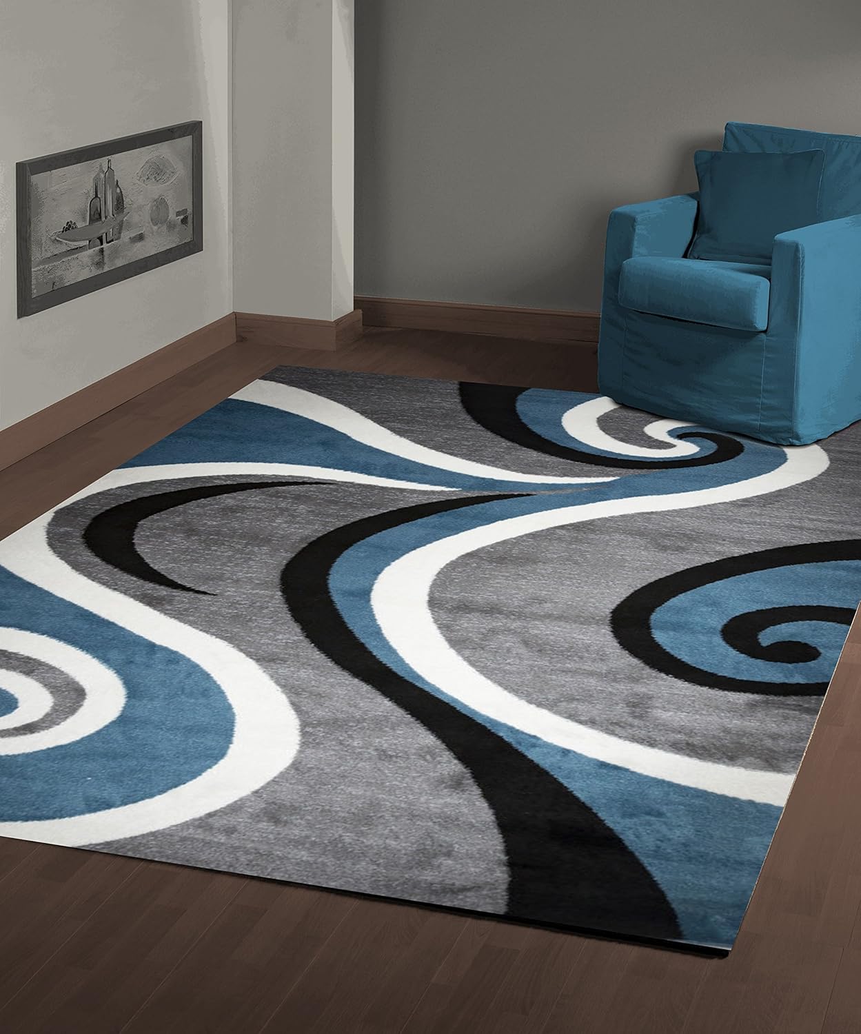 Amazon Com Msrugs Area Rug Classy Traditional Designs Perfect For Living Room And Kitchen Indoor Or Home In Clearance 8 L X 10 W Blue Kitchen Dining