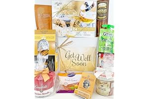 SPECIALTY GIFT BOXES Gourmet Get Well Gift Box Basket - For Cold Flu Illness Surgery Injury- Over 3.5 Pounds of Care, Concern, and Love - Prime Care Package for Men and Women - Send a Smile Today!