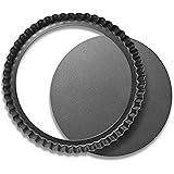 HONGBAKE Round Tart Pan 9 Inch with Removable Bottom, Nonstick Quiche Baking Pan for Oven, Tarts Tin for Cheese Cakes, Desser