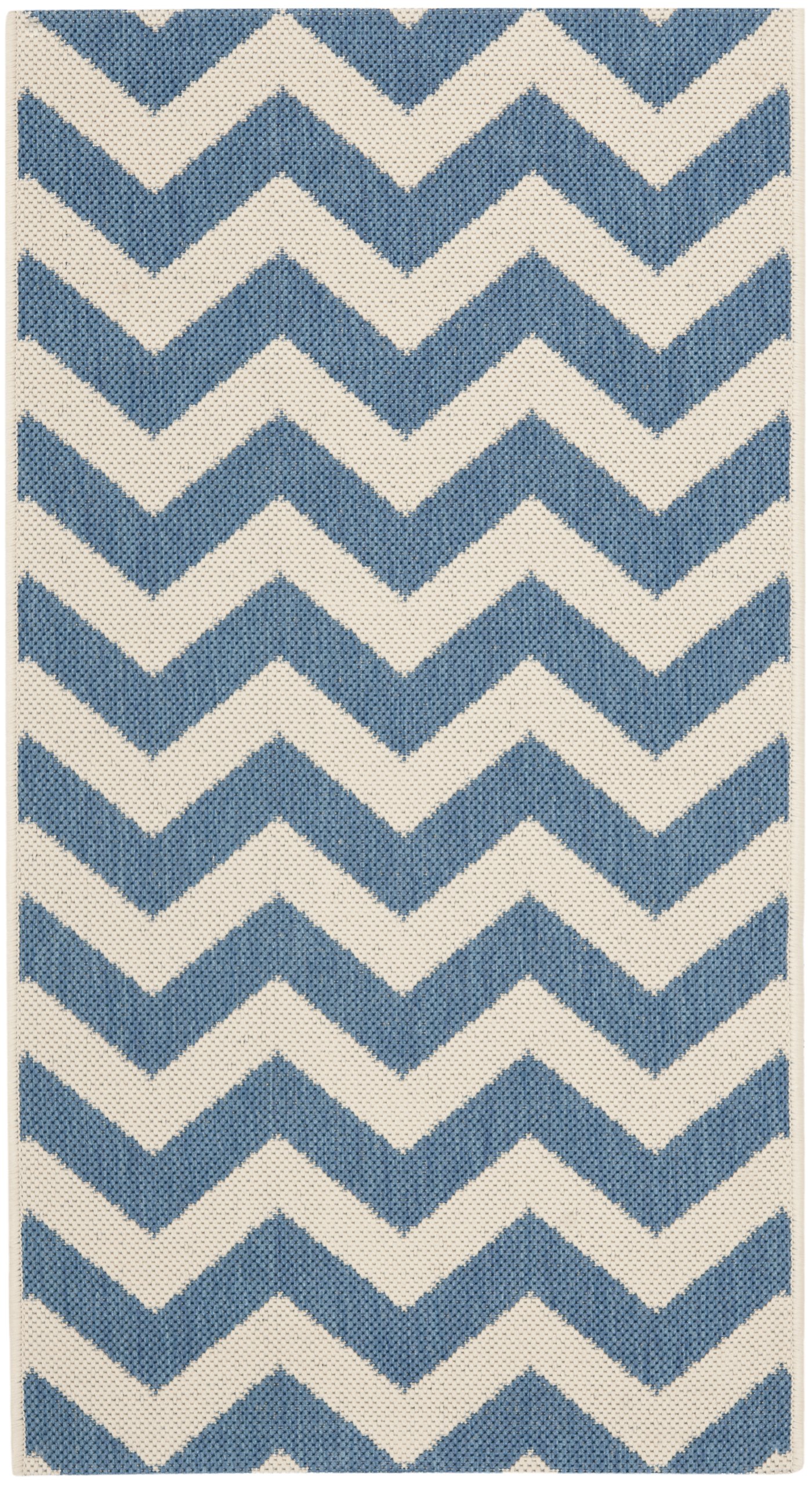 Safavieh Chevron Indoor/Outdoor Woven Rectangle Area Rug, Courtyard Collection, CY6244, in Blue / Beige, 79 X 152 cm for Garden, Patio or Any Outdoor Space