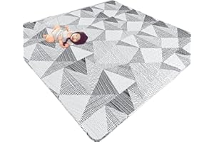 TANOSHII Baby Play Mat for 79"x71" Playpen, Machine Washable Kids Mat, Cotton,Foldable Crawling Mat for Floor,One-Piece Crawling Mat Non Slip Baby Mat for Floor,Portable Travel (Stripe)