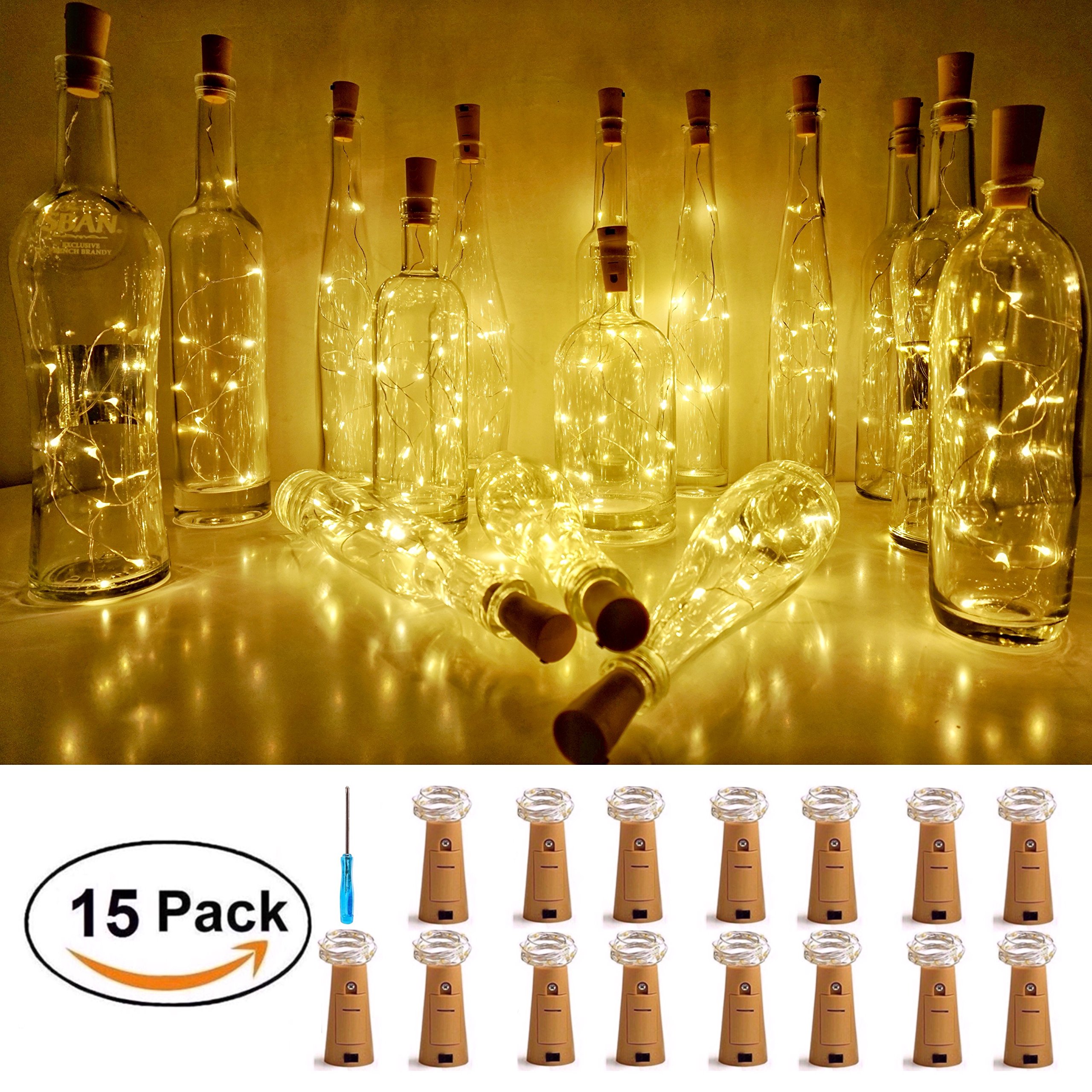 Wine Bottle Cork Lights, Battery Operated LED Cork Shape Silver Copper