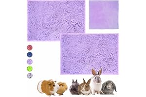 VOZRELS Guinea Pig Cage Liner Bedding 2 PCS, Washable Guinea Pig Bed Mat, Extra Absorbent Rabbit Pee Pad Reusable, Non-Slip Fleece Blanket for Bunny and Small Animal Cage Accessories (Purple, 24"x16")