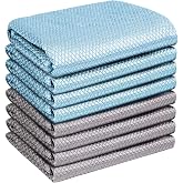 Airlab Glass Polishing Streak Free Miracle Cleaning Cloth, Grey &amp; Blue | Lint Free Microfiber Cleaning Rags for Glasses Kitchen Dish Mirrors Easy Clean, 16 x 12 Inches, Pack of 8