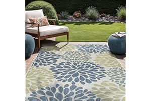Beverly Rug Outdoor Rug 5x7 Modern Exotic Tropical Leaf Area Rugs for Indoor and Outdoor Patio Deck Porch Garden Water Resistant Washable Outside Carpet (5 x 7 Olive)