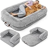 LE SURE Foldable Human Dog Bed - 3 in 1 Flexible Giant Human Dog Bed for Adult People with Supportive Bolster Egg Foam, Water