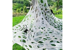 HOMGATY Giant Halloween Spide-r Web, 650sqft Stretchy Beef Netting Halloween Spide-r Web Outdoor Decoration Cut-Your-Own Netting Spide-r Webbing for Halloween Decor, Yard, Roof, Garden