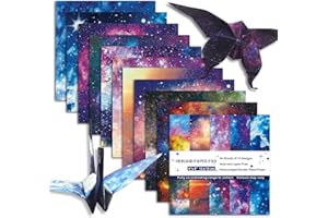 MIFUNER Origami Paper 6x6 Double Sided 50 Sheets 10 Colors origami kit Japanese Chiyo Square Craft Kits Easy Fold Arts Crafts DIY Handwork Beginner Starry Sky