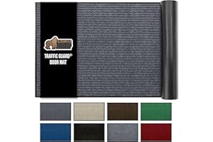 GORILLA GRIP Traffic Guard Door Mat, 72x48, Heavy Duty Welcome Mats, Commercial Office Space Doormat, Waterproof, Fade Resistant, Strong Rubber Backing, Low Profile, Shoe and Boot Scraper, Gray