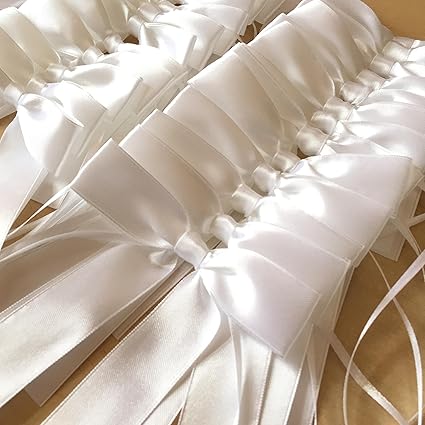 99tastes 25x hochwertige Antennenschleifen aus weißem Satin | Hochzeit, Hochzeitsdeko, Hochzeitsschleifen, Satin Schleifen, A