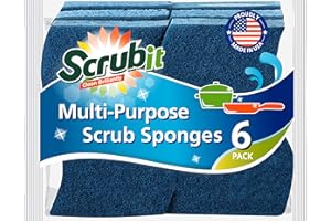 SCRUBIT Non-Scratch Cleaning Scrub Sponge Dual-Sided Dishwashing Sponge for Kitchen, 6 Blue sponges