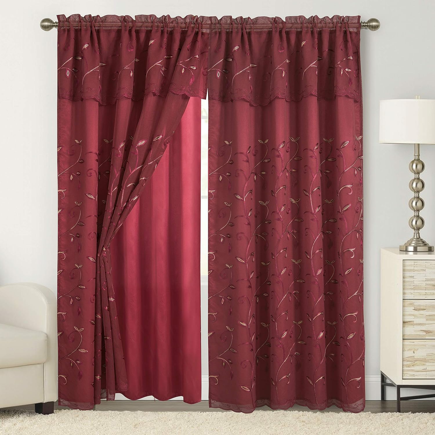 Burgundy Valance 84 wide x 15 Long Curtains & Window Treatments Home & Living