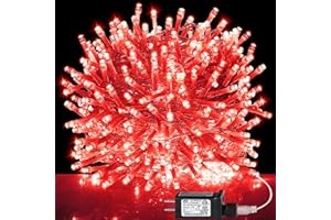 kemooie 500 LED Valentine's Day Lights, 164FT 8 Twinkle Modes and Memory Function Plug in Waterproof Tree Lights for Garden Tree Outdoor Indoor Christmas Decorations (Red)