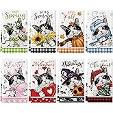 maiiooliwe 8 Pcs Cute Cat Kitchen Towels Seasonal Holiday Dish Towels for Kitchen, Spring Summer Fall Winter Absorbent Dishcloths Halloween Christmas Holiday Decoration Hand Towels