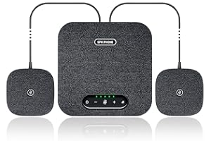 POLATAB Conference Speaker and Microphone, Bluetooth/USB Speakerphone with 2 Expansion Mics, 360° Enhanced Voice Pickup, Noise Reduction Conference Microphone for Large Conference Room with up to 20 People