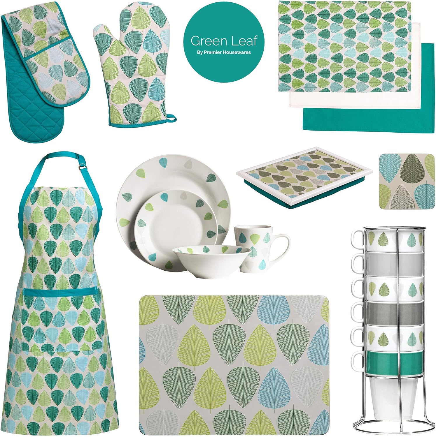 Premier Housewares Leaf Apron - Green, H87 x W69cm - Image 3