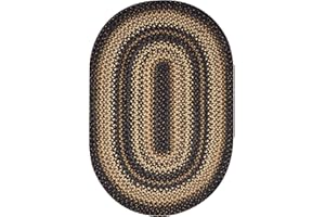 Homespice 20x30” Black Oval Braided Rug. Kilimanjaro Black Jute Oval Rug. Uses- Entryway Rugs, Kitchen Rugs, Bathroom Rugs. Reversible, Rustic, Country, Primitive, Farmhouse Decor Rug