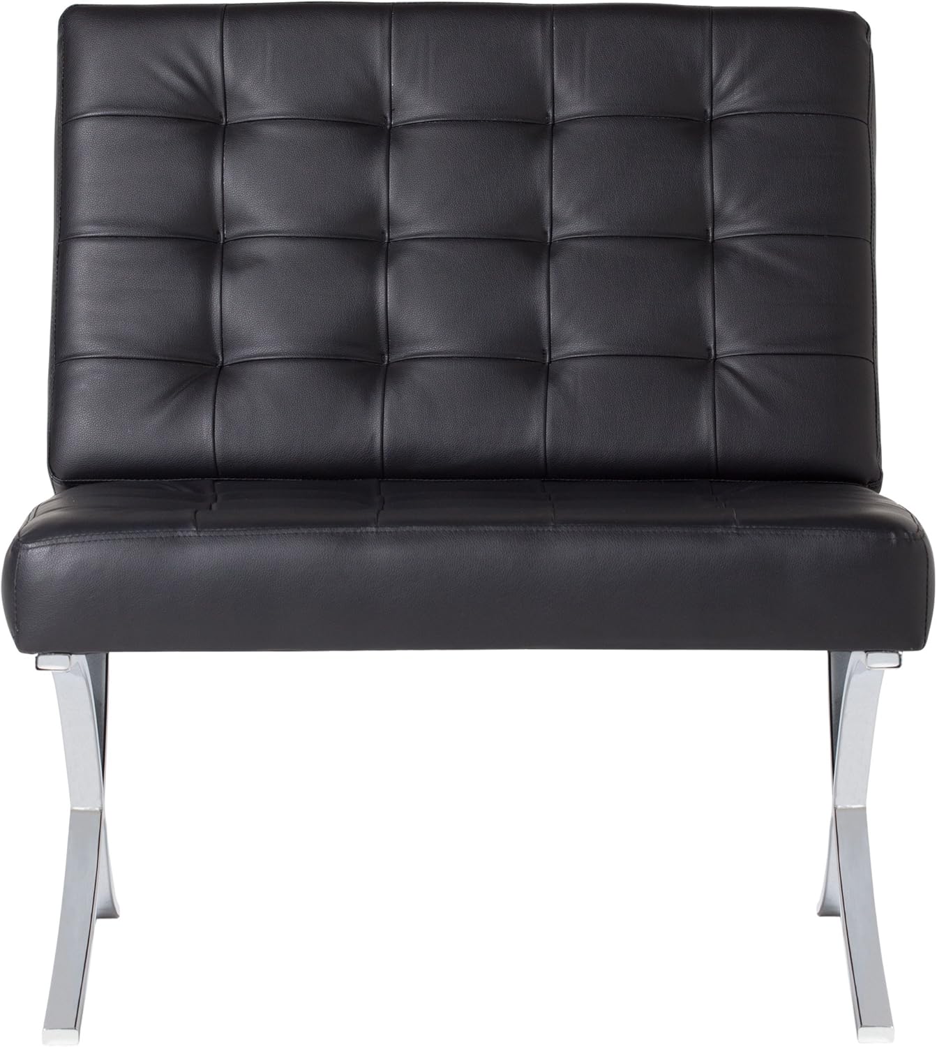 Studio Designs Home Modern Atrium Accent Chair Lounge Chair for Living Room Bedroom, Bonded Leather, Black, 72008: Furniture & Decor