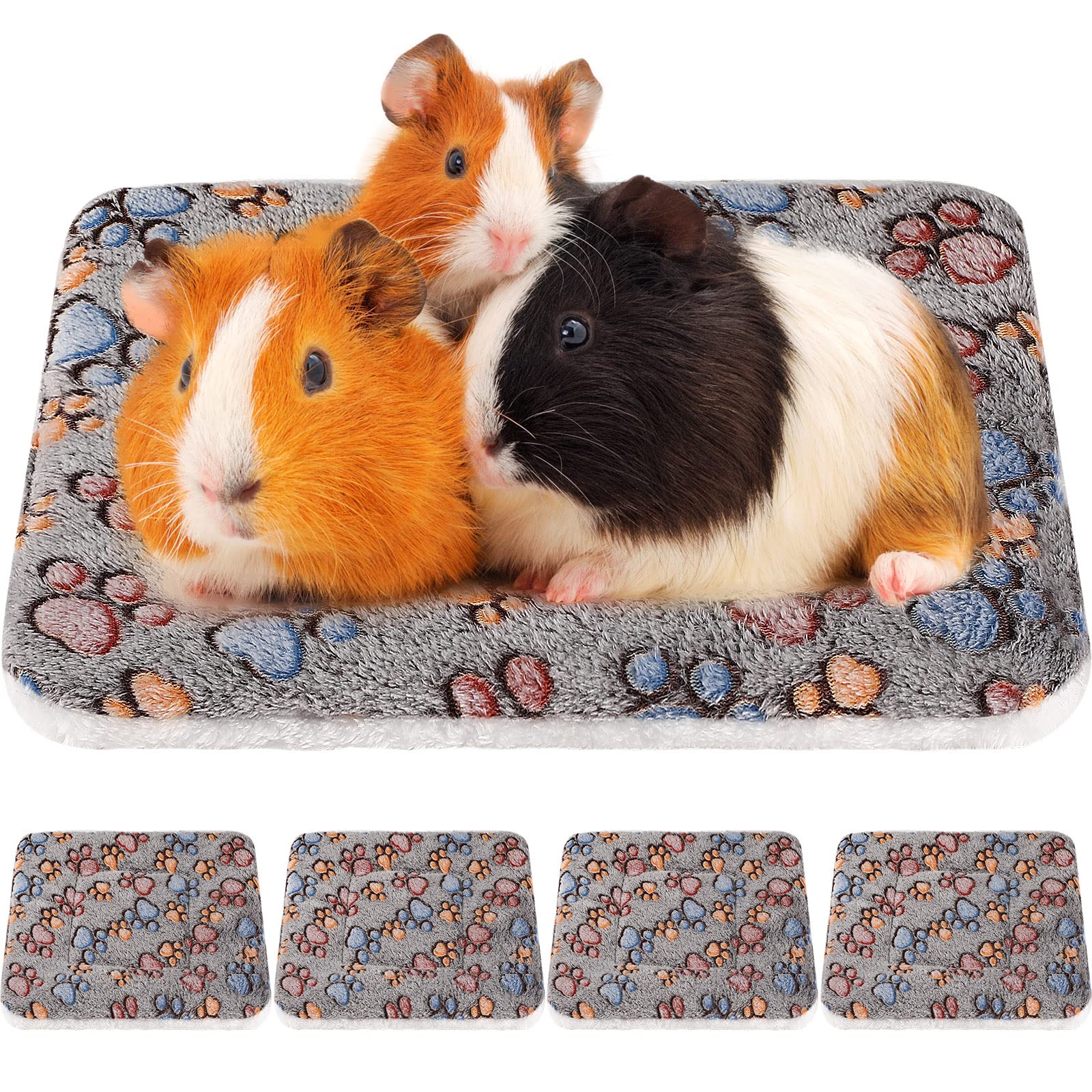 Photo 1 of 4 Pack Ultra Soft Dog Cat Bed Mat with Cute Prints Reversible Fleece Dog Crate Kennel Pad Cozy Washable Thickened Hamster Guinea Pig Pet Bed Mat for Small Animals(13 x 10 Inches,Gray)