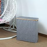 efluky 140L Laundry Baskets with Lid 2 Compartments Blue Grey view 7