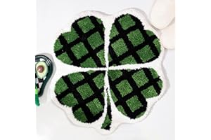 FROZZUR St Patricks Day Decoration Shamrock Bathroom Rug, Lucky Green Black Plaid Bathroom Rug Non Slip Round Shaped Washable Bathtub Rug Bathroom Tub Kitchen Rug Holiday Decor