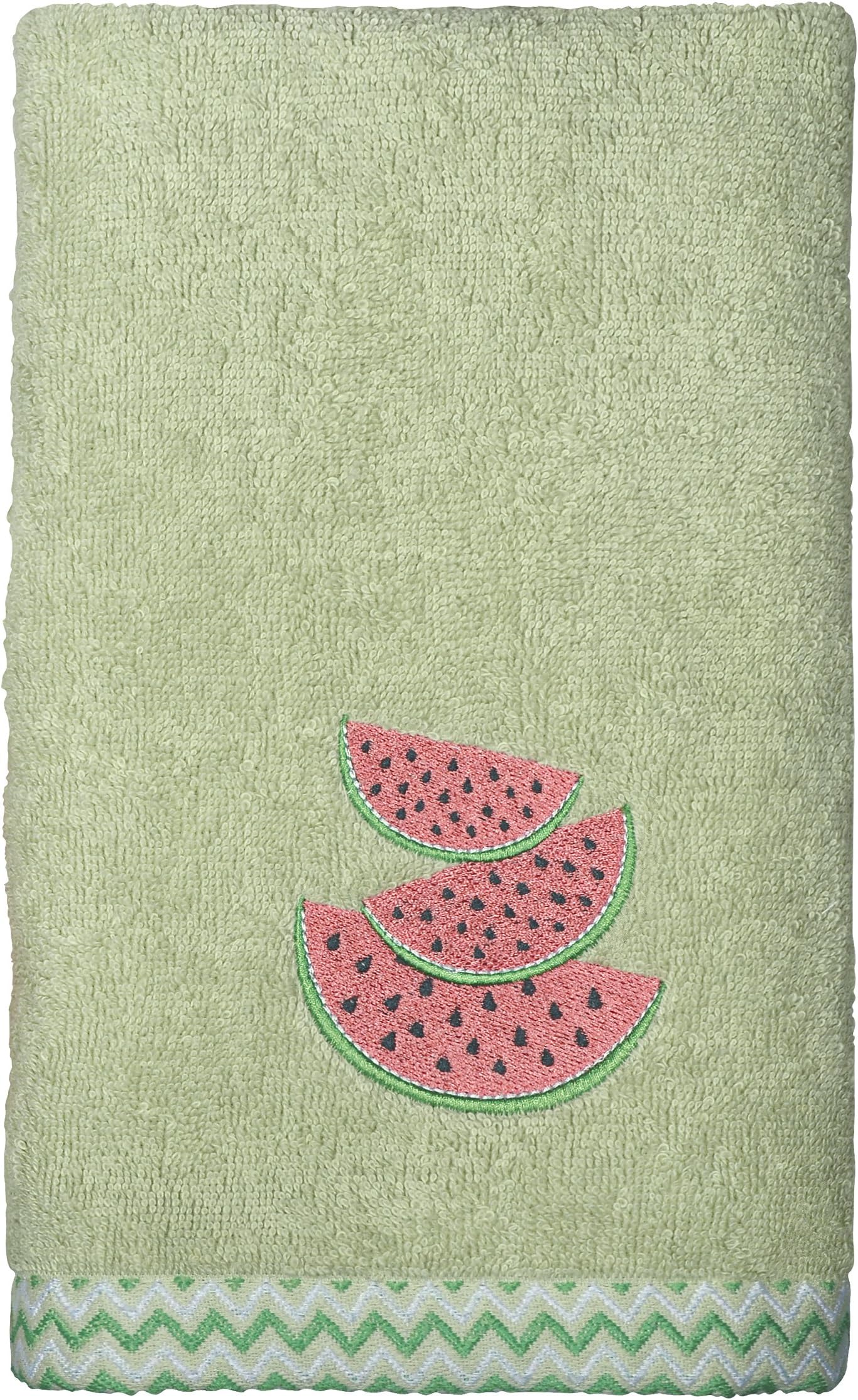 Peri Home Watermelon Embroidered Hand Towel, 100Percent Cotton, Green, 15"x 26", Bordered
