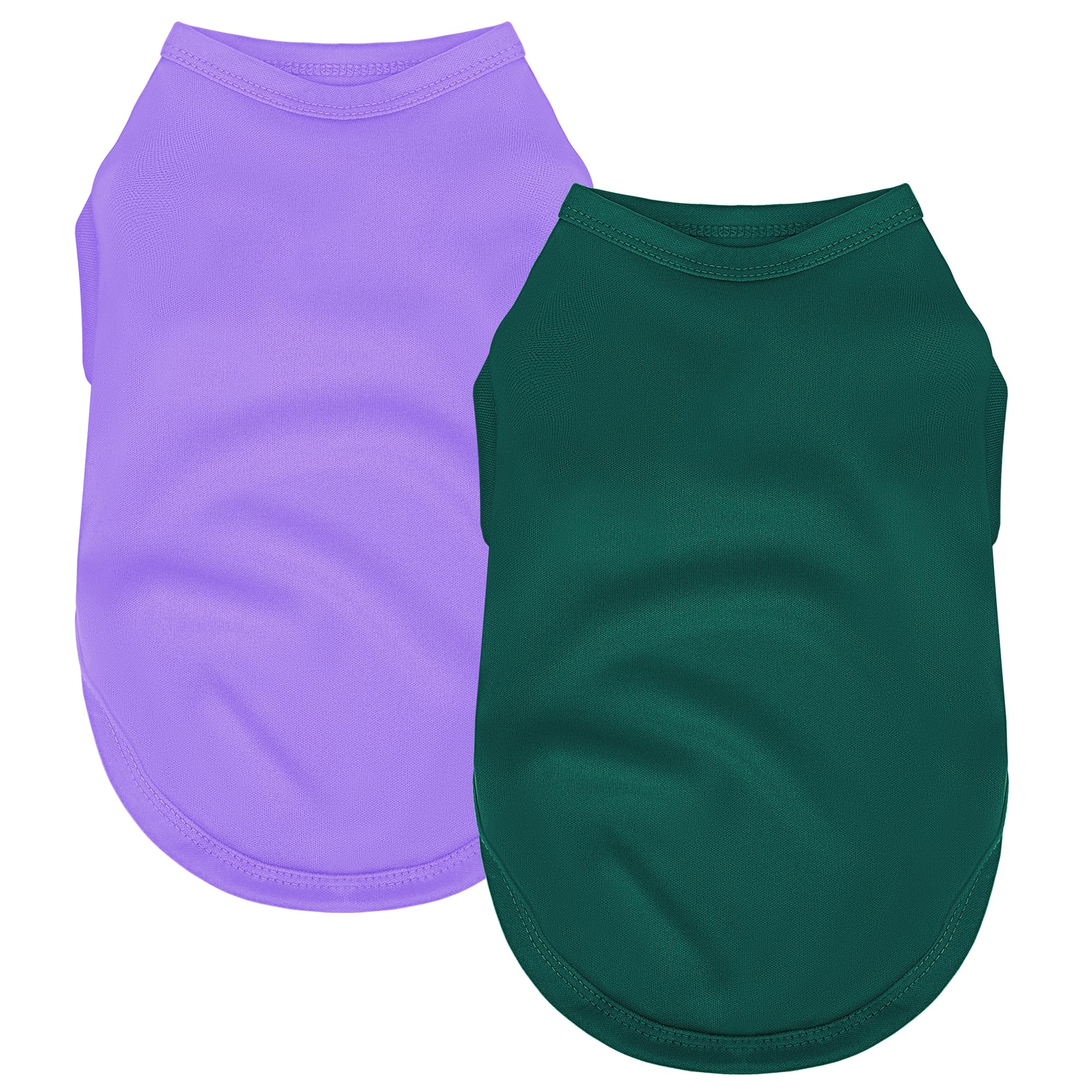 Photo 1 of 2-Pack Premium Polyester Dog Shirts - Solid Colors, Fabric, Fits Small, Medium, Large Dogs, Perfect for Everyday Wear, Holidays, and Special Occasions.Green Purple XS