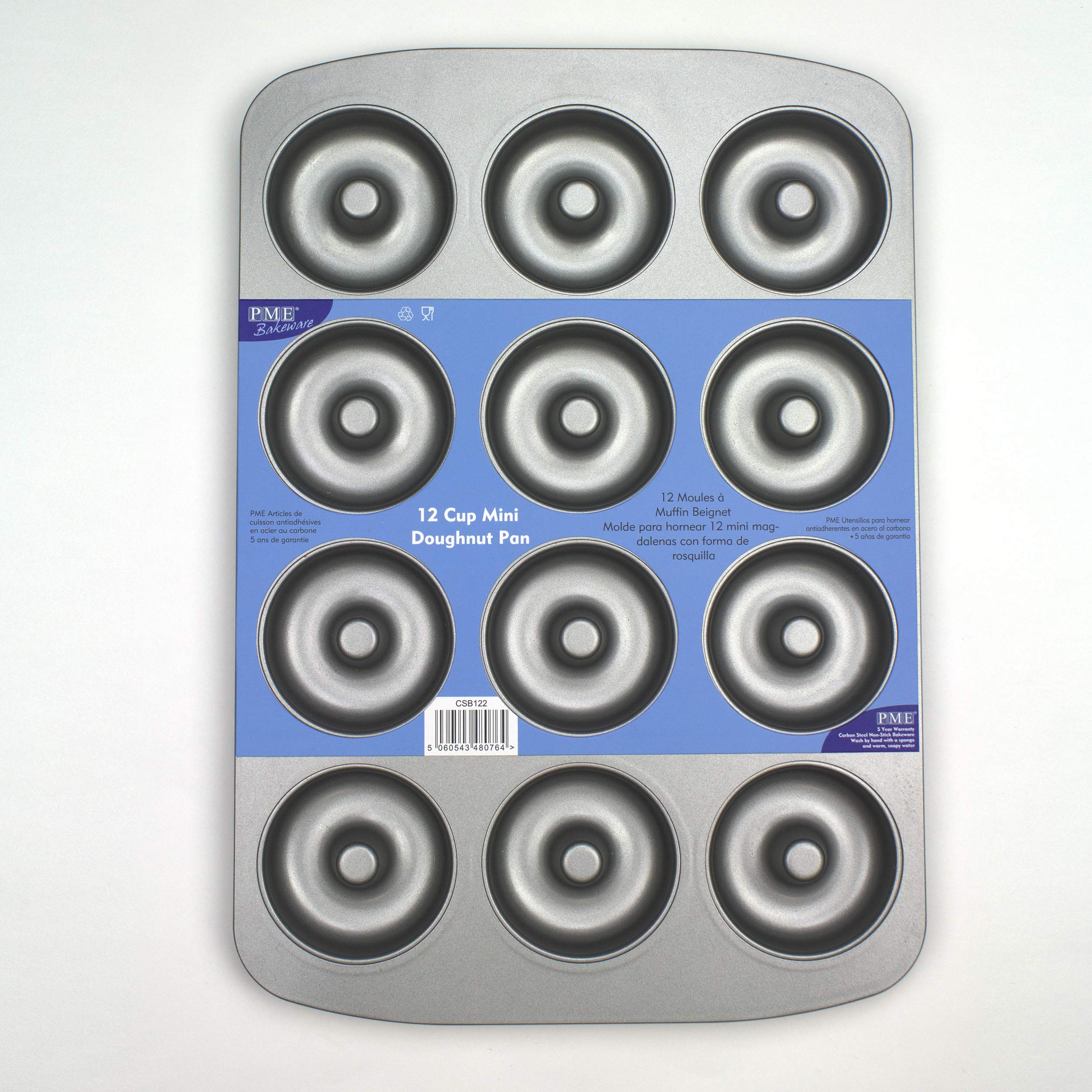 PME Non Stick 12 Cup Mini Donut Pan, Carbon Steel, Grey