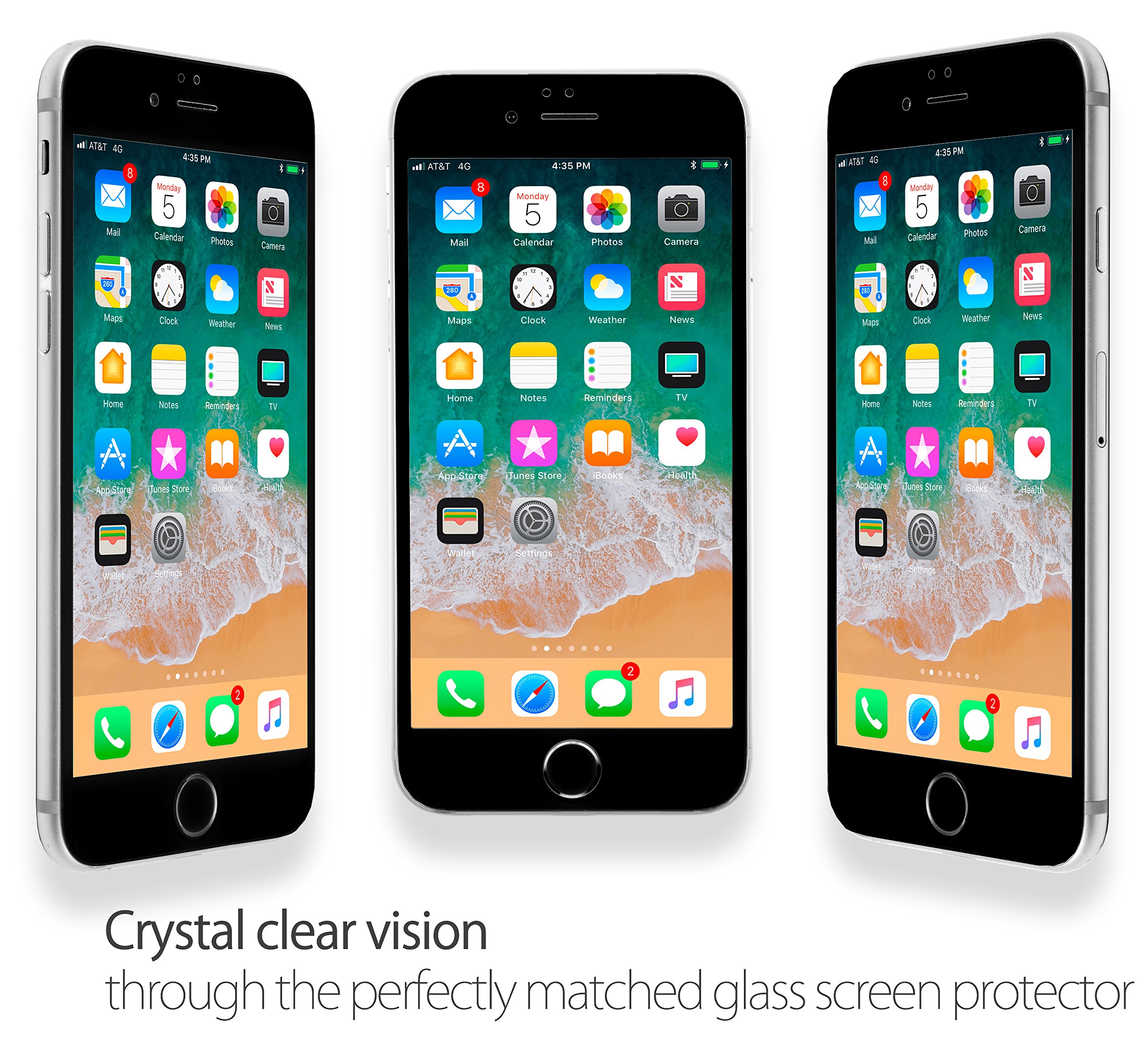 MyGadget Displayschutz Folie Clear für Apple iPhone 6 / 6s - Panzerglas Full Screen 9H hart - abgerundete Glasfolie Display Schutzfolie Klar in Schwarz
