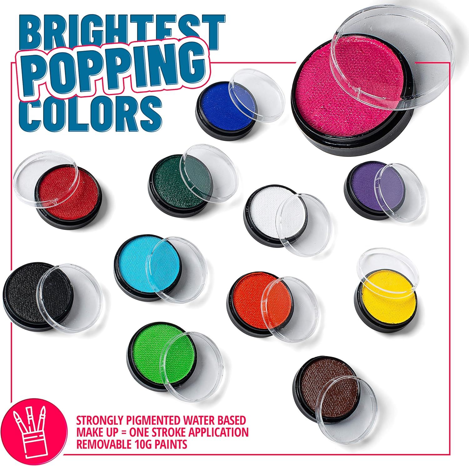 Blue Squid Face Paint Pro 12x10g Classic Colour Palette, Professional