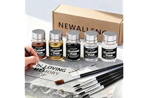 NEWALLENCE Professional Headstone Paint Kit - Monument Inscription Paint Long-Lasting, Weather-Resistant Formula for Restoring Faded Gravestone Lettering/Tombstone Inscriptions on Granite & Marble(Five Colors)