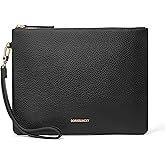 DORIS&JACKY Leather Wristlet Clutch Purse for Women Large Slim Phone Pouch Bag With Detachable Strap