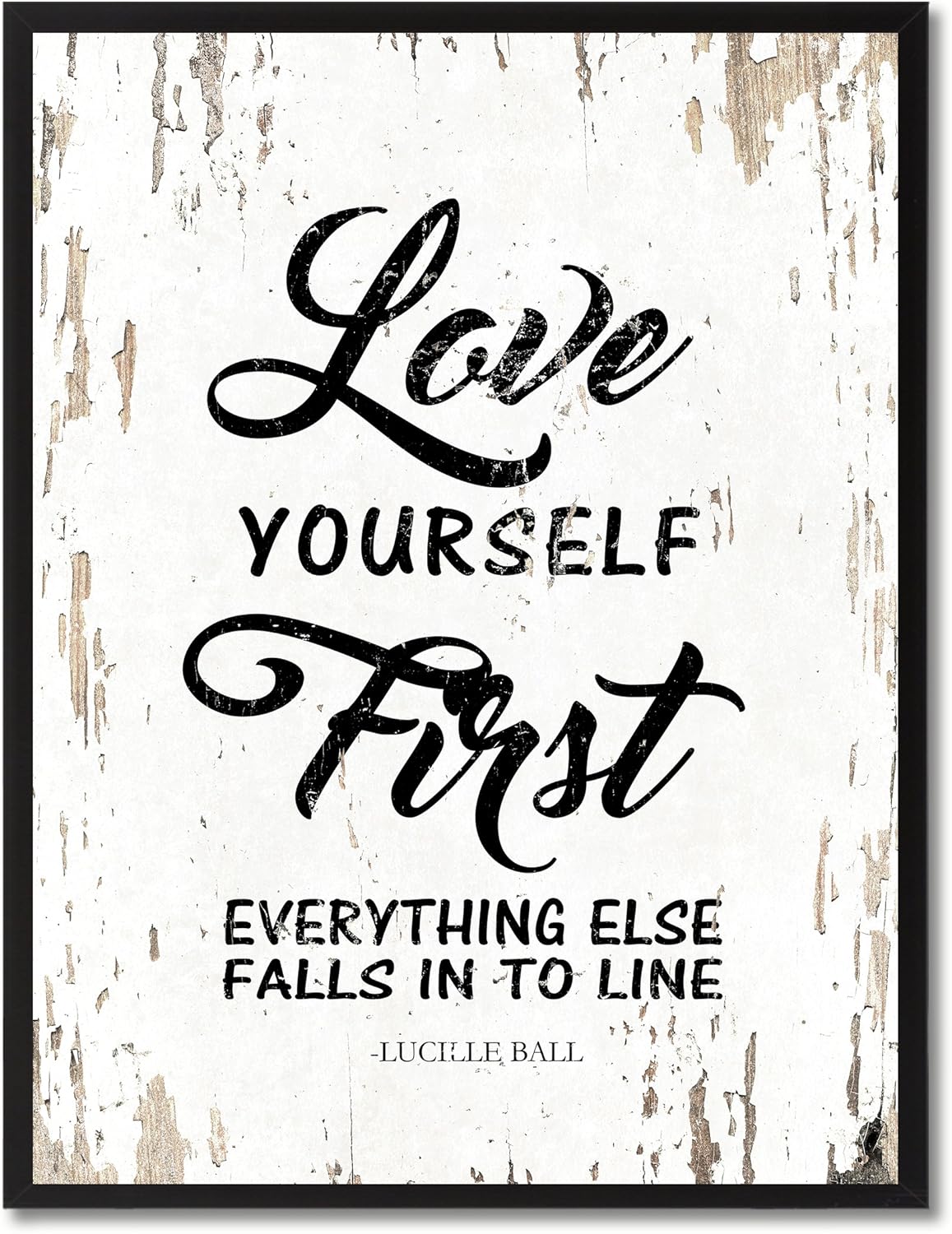 Amazoncom SpotColorArt Love Yourself First Everything Falls Into Line  Framed Canvas Art 7 x 9 White Posters  Prints