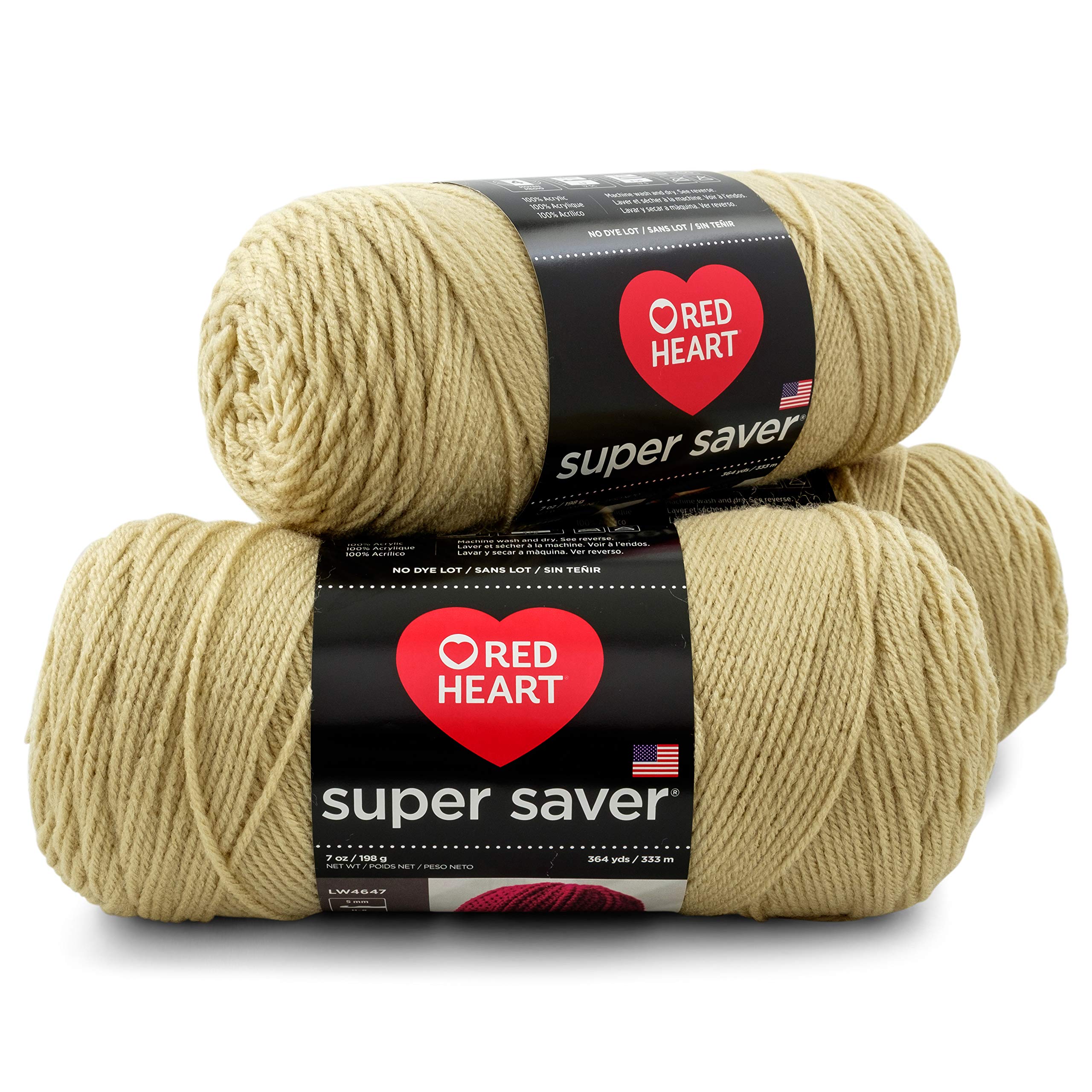 RED HEART Super Saver 3-Pack Yarn, Buff 3 Pack