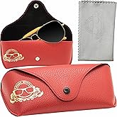 Modern Eyewear Leather Glasses Case - Slim Glasses Case for Men and Women - Portable Sunglasses Case