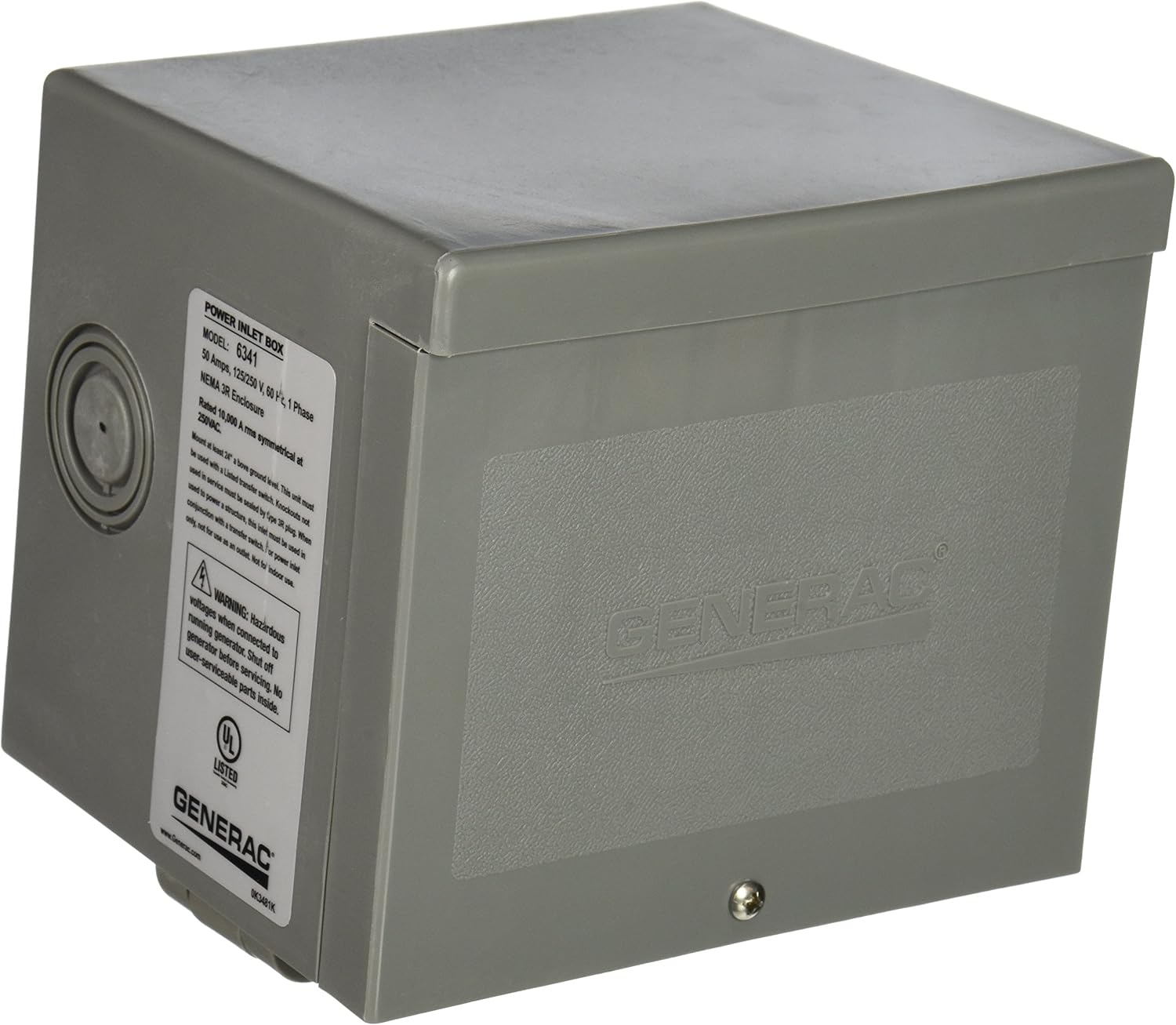 Generac 6341 50Amp 125/250Volt Raintight Power Inlet Box with Spring