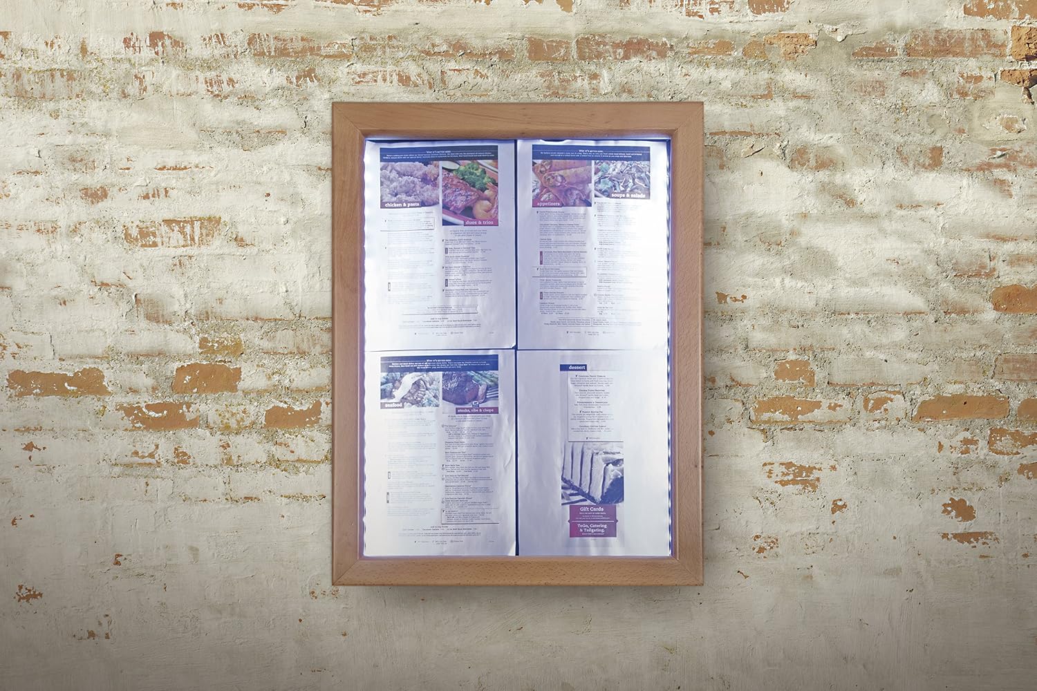 Securit LED Classic Glass Information Display, 4xA4 (A2), 53x70x6cm, Teak Frame (MCS-4A4-WLTE), 53 x 70 cm - Image 3