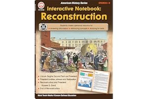 Mark Twain Reconstruction Interactive Notebook, Social Studies Workbook for Grades 5 and Up, American History Books Covering US Presidents Abraham Lincoln, Andrew Johnson, and Ulysses Grant