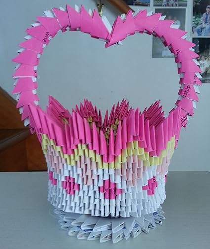 Amazoncom 3d Handmade Origami Paper Love Bird Basket 1006