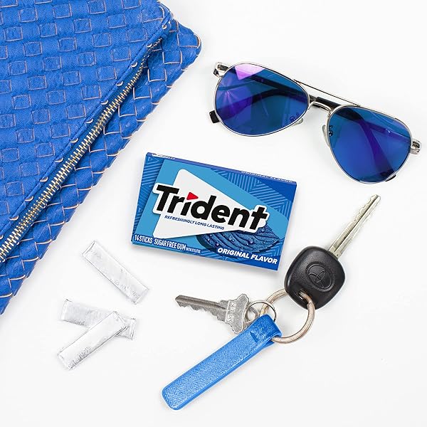 TRIDENT FLAVOR SUGAR FREE GUM PACKS OF 14 PIECES TOTAL PIECES, ORIGINAL, 168 COUNT, (PACK OF 12)