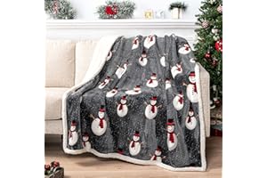 PAVILIA Premium Christmas Sherpa Throw Blanket | Snowman Decoration, Fleece, Plush, Warm, Cozy Reversible Microfiber Holiday Blanket 50 x 60