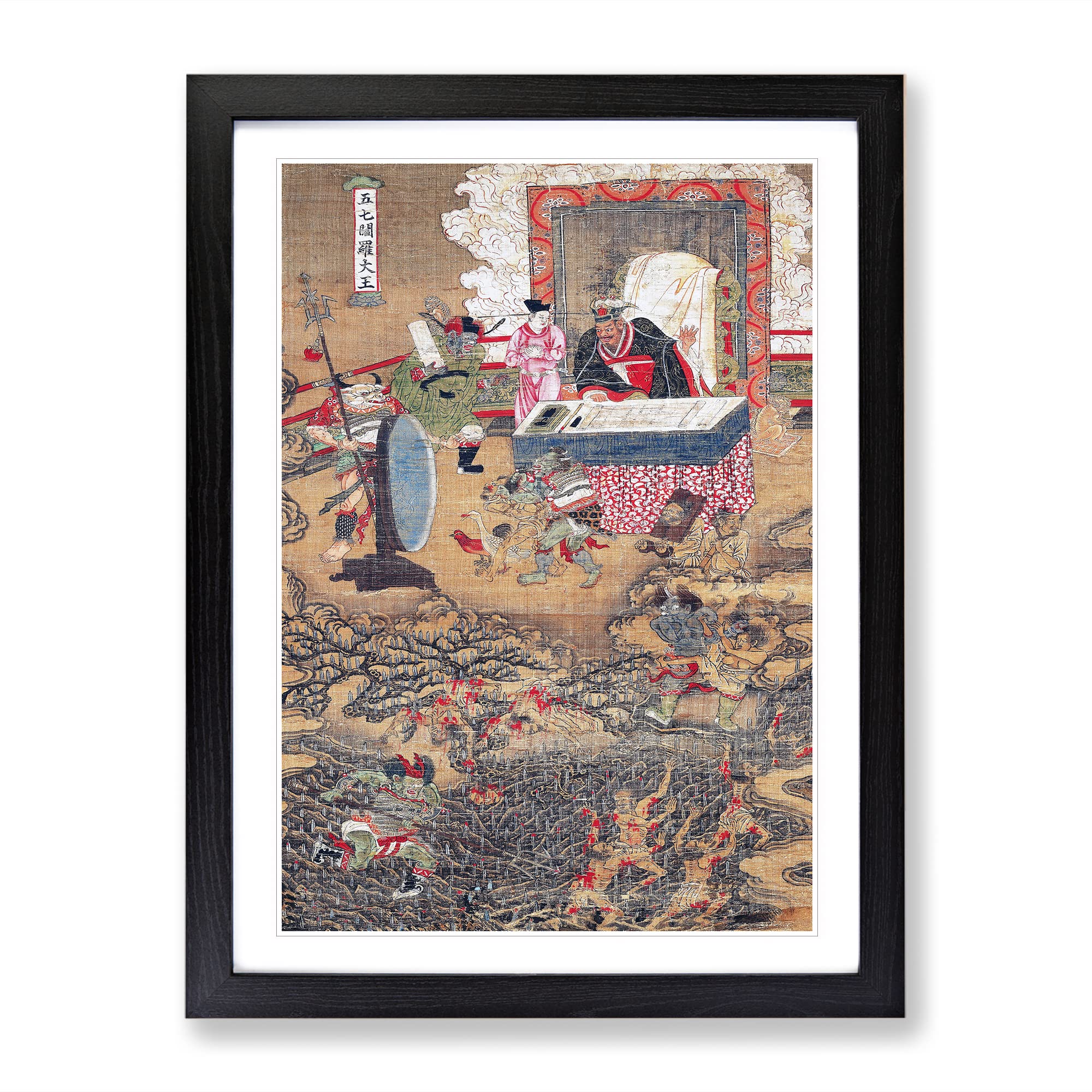 Ten Kings Of Hell By Ahn Gyeon Asian Japanese Framed Wall Art Print, Ready to Hang Picture for Living Room Bedroom Home Office Décor, Black A3 (34 x 46 cm)