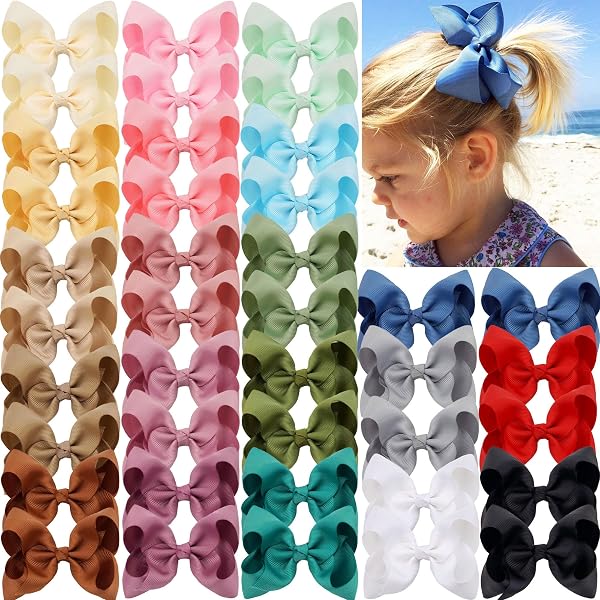 thumbnail image 2 of ZOONAI 3 Inch Baby Girl Hair Bows Boutique Hair Clip Teens Toddlers Hairpin Headwear Set Of 2 Navy 2 of 11